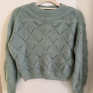 Mango Textured Knit Sweater - Soft Green
